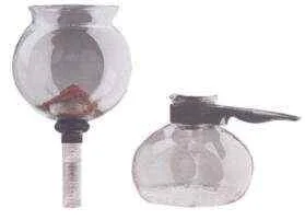 The 2 main components are a funnel and a bowl.  The filter, a grooved plastic plate, sits in the funnel and acts as a valve. It must be hooked onto the funnel by the spring before brewing. It will allow water (or Brewed Coffee) to move freely but traps the grounds in the funnel.