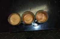 13.5, 14.0 and 15.0 gram shots side by side, left to right.