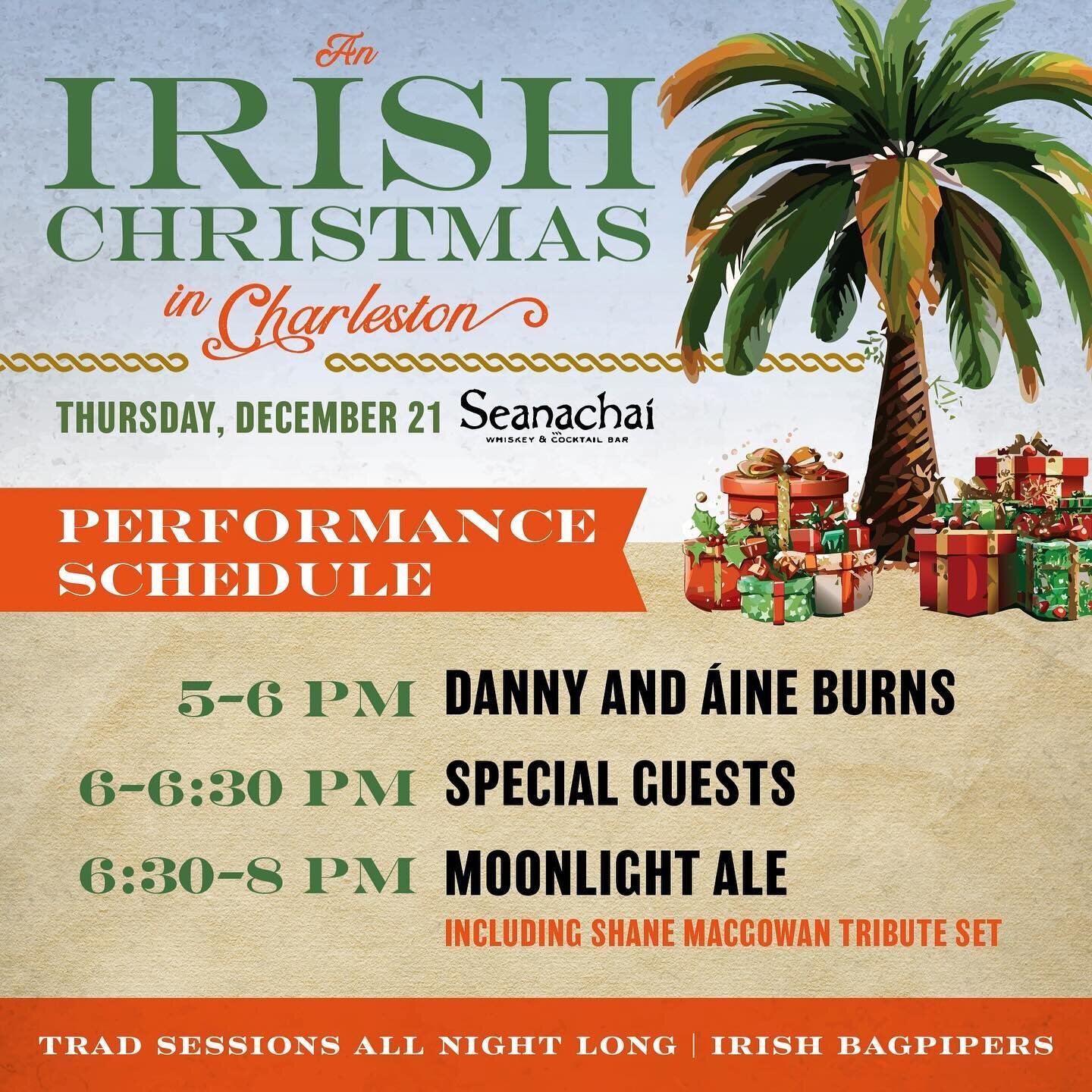 The week is upon us &mdash; only three days til An Irish Christmas in Charleston at Seanachai on John&rsquo;s Island! Here is the lineup for this Thursday. So much great music on tap, come out and celebrate with us!