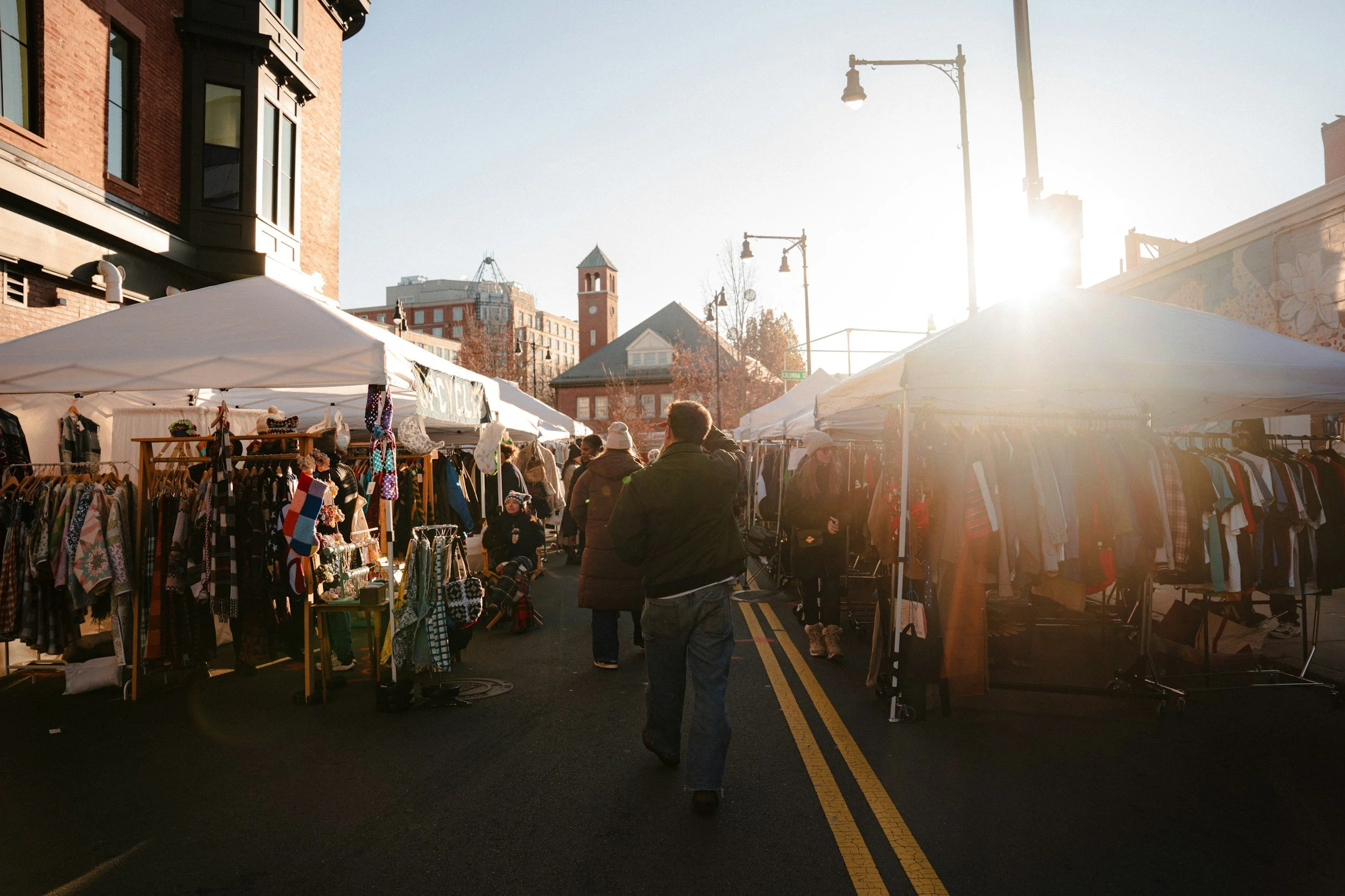 Street lined with vendor tents