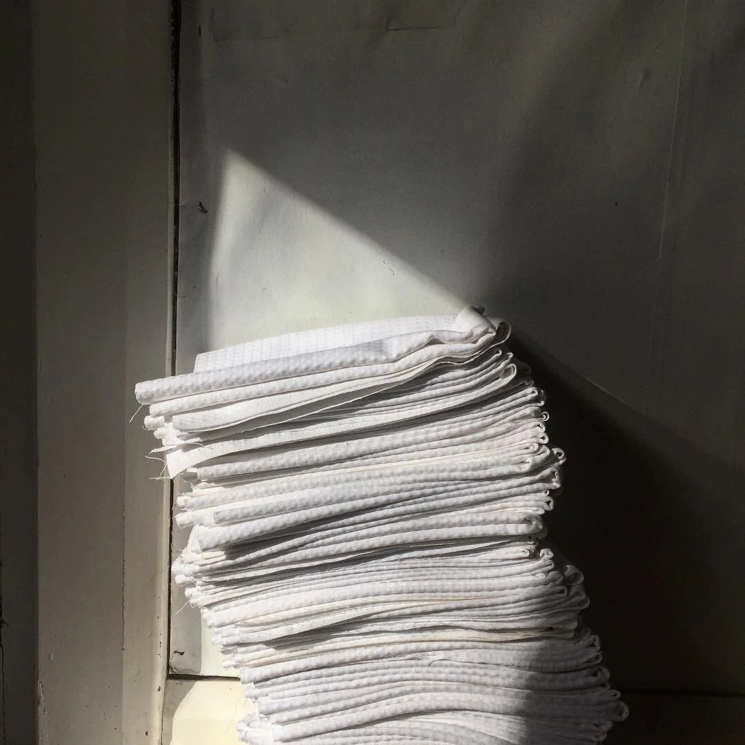 Raw waffle toweling before dying