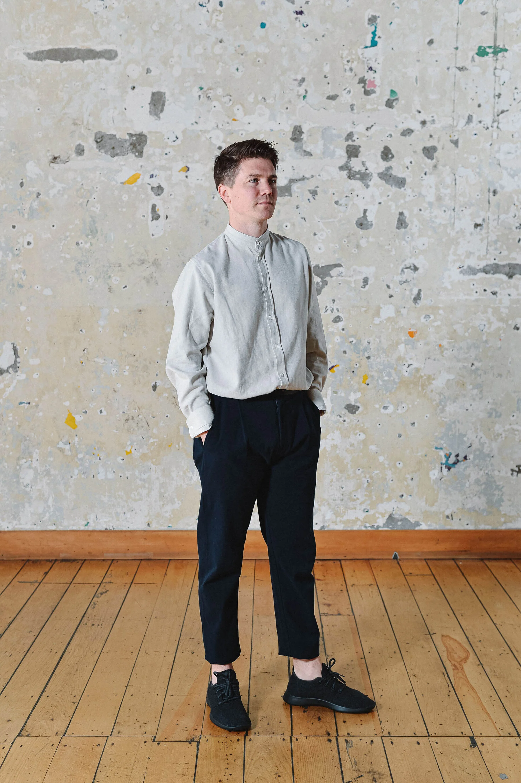 Mens Collarless Shirt