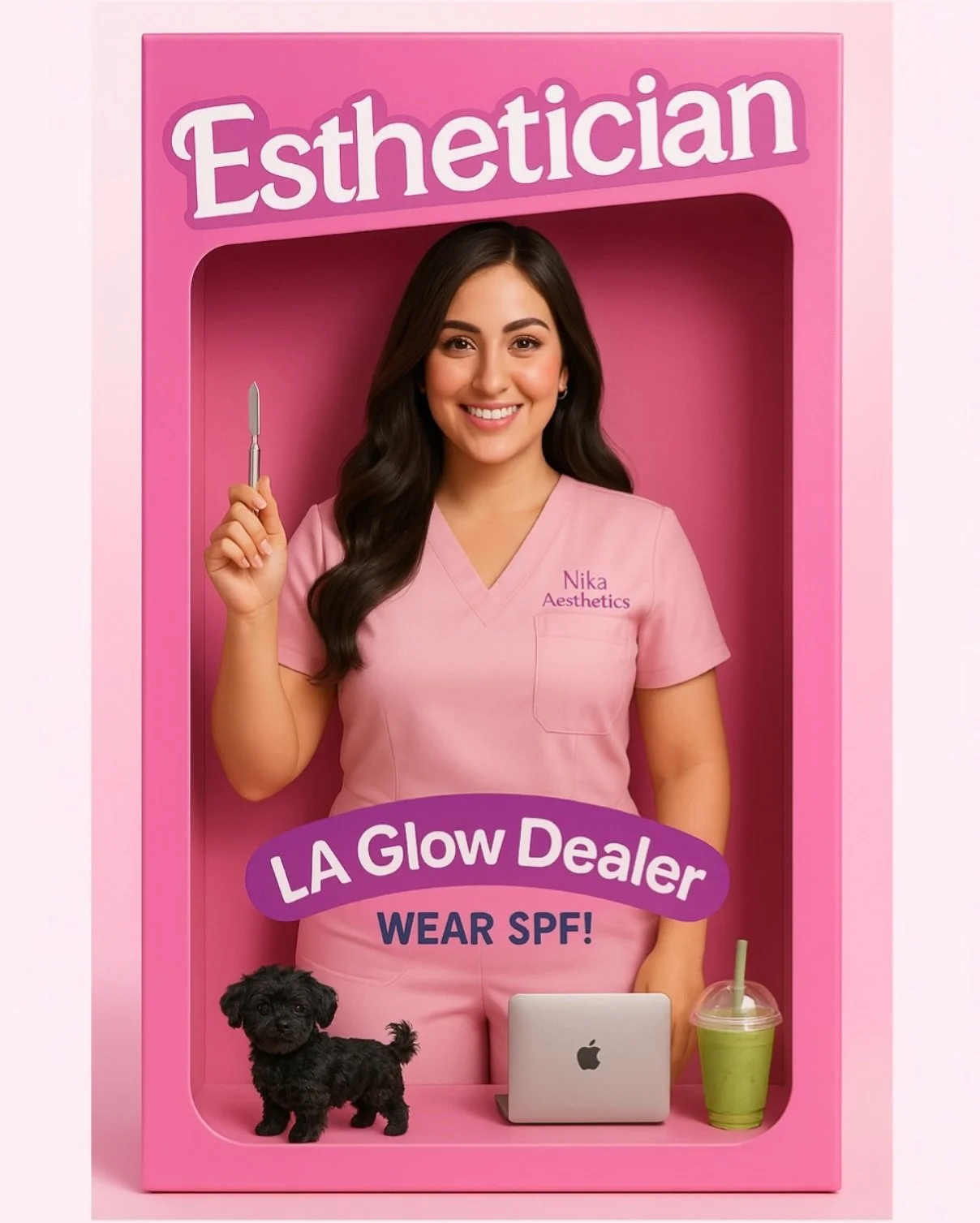 Introducing the newest must have Estie Barbie: Nika
Your go to Medical Esthetician! 

Don&rsquo;t be intimidated by the dermaplane scalpel, she only slays dead skin. 😉 

Couldn&rsquo;t resist hopping on the doll trend because, let&rsquo;s face it, B
