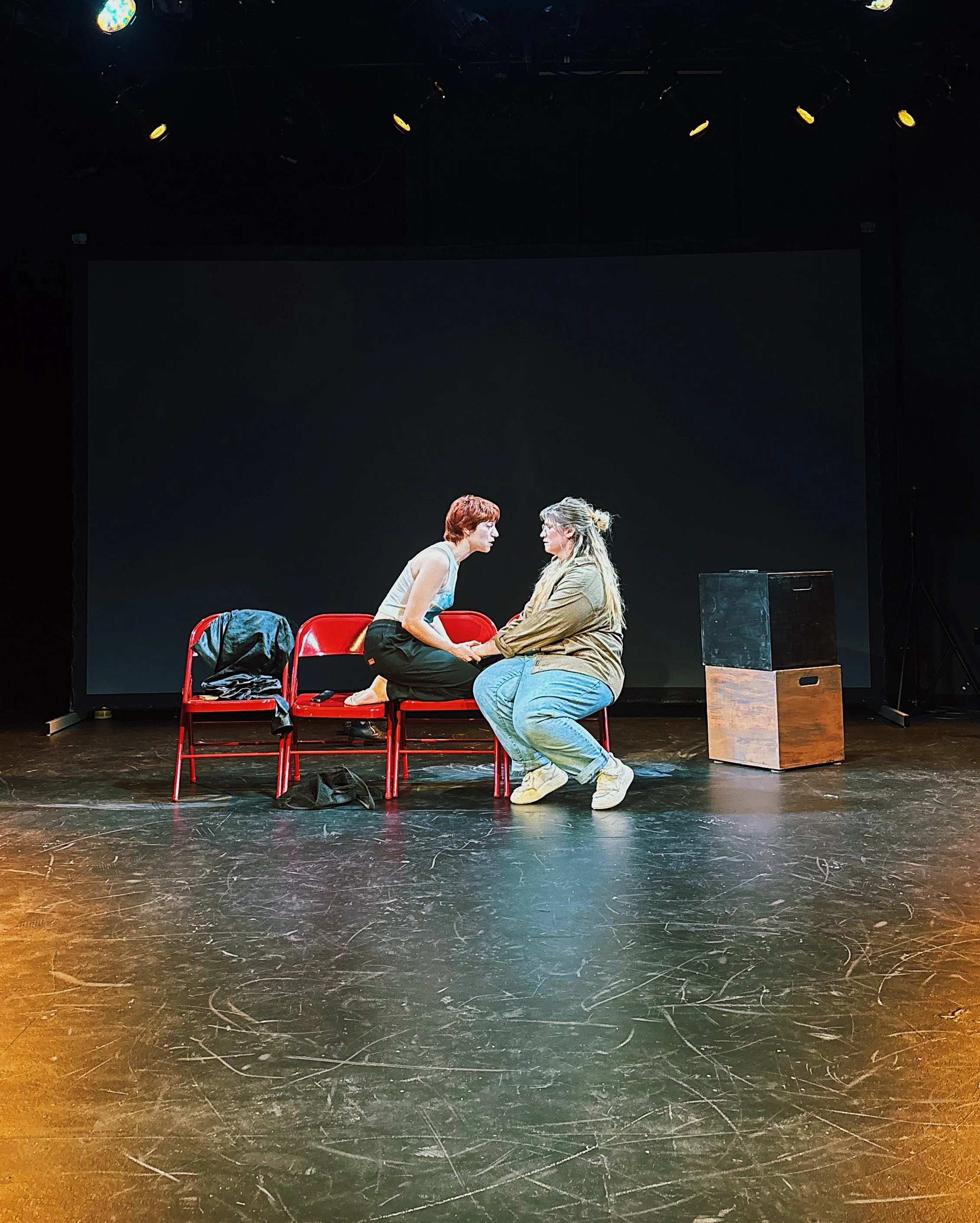 Michela Murray and Devan Hawkins in Roundabout by Gav Peters