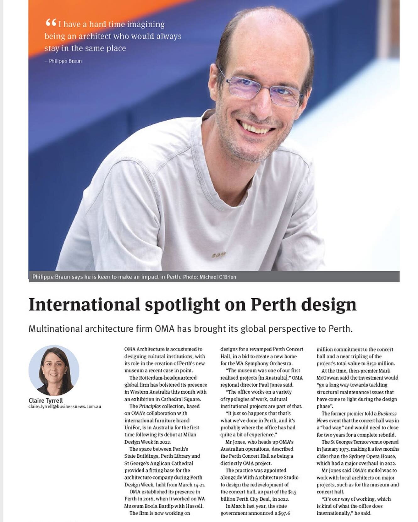 Part 1 / Some of the local news stories on people and events at @perthdesignweek 2024 &hellip; 

Thank you for being a part of the conversation:
Claire Tyrell @wabusinessnews 
Mark Naglazas @watoday.com.au @sydneymorningherald 
Alexandra Casey @so.pe