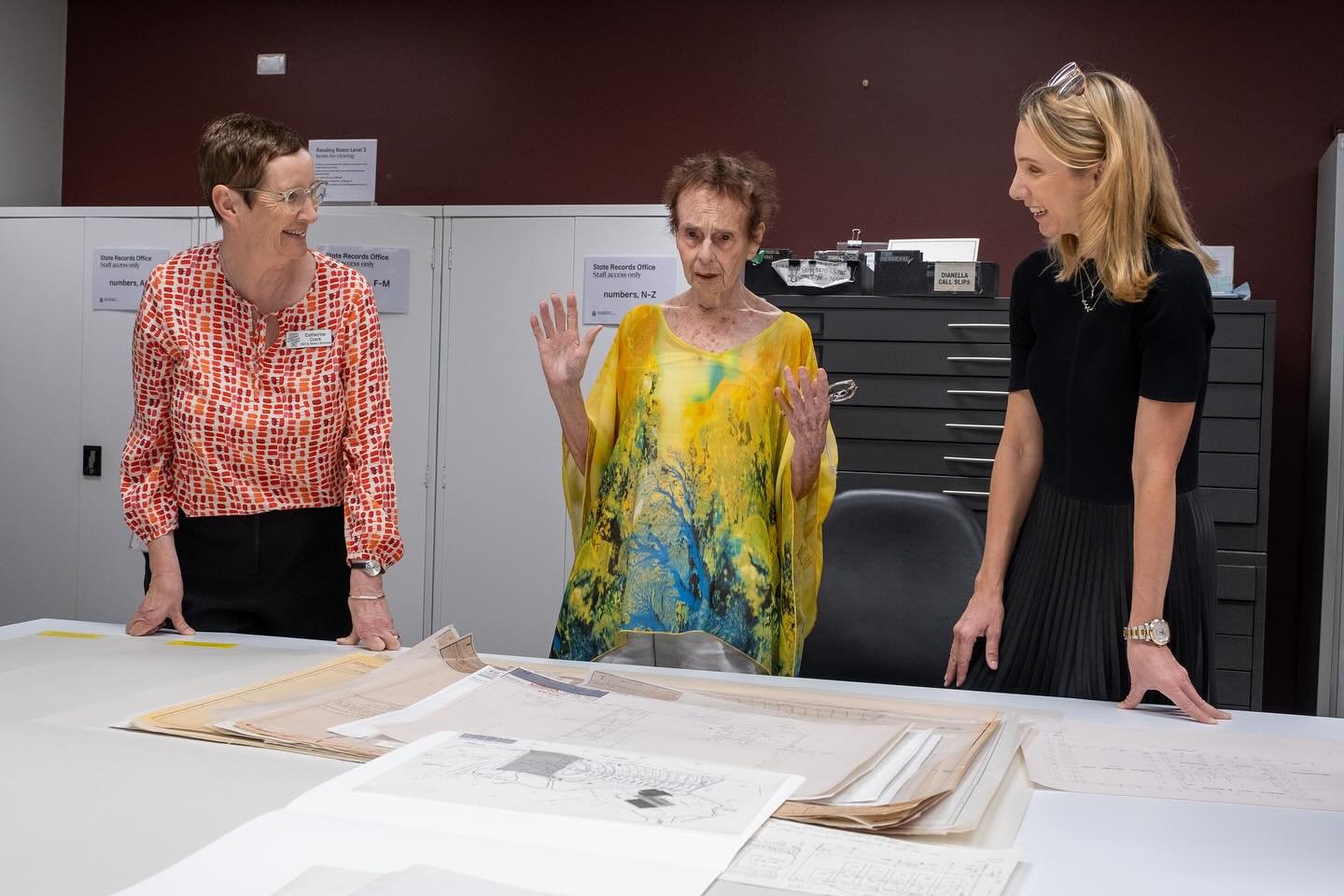 An honour and a privilege to join State Library of Western Australia CEO Catherine Clark to meet Diana Waldron OAM to receive her gift of over 1500 architectural drawings from the collection of her late husband Ken Waldron, architect for the Quarry A