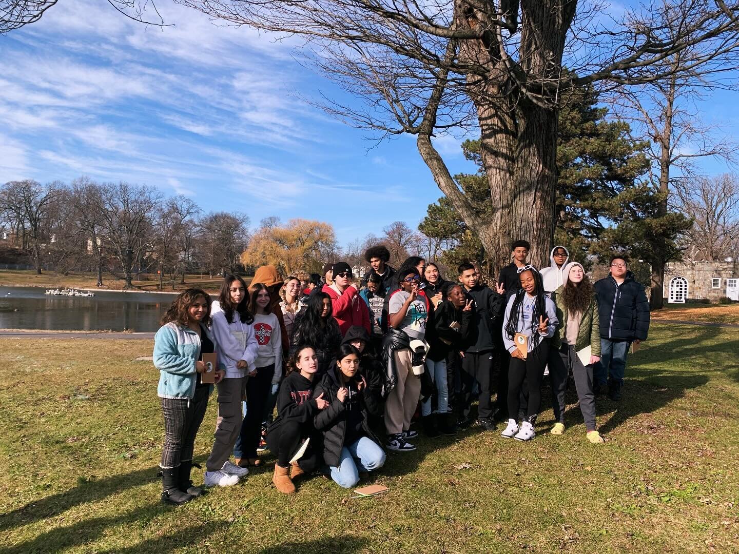 Yesterday we toured Downing Park with NFA West students and members of the Orange and Dutchess County Garden Club. As part of the Root for Trees program, students learned park history and about the Olmsted &amp; Vaux vision for public parks. #olmsted