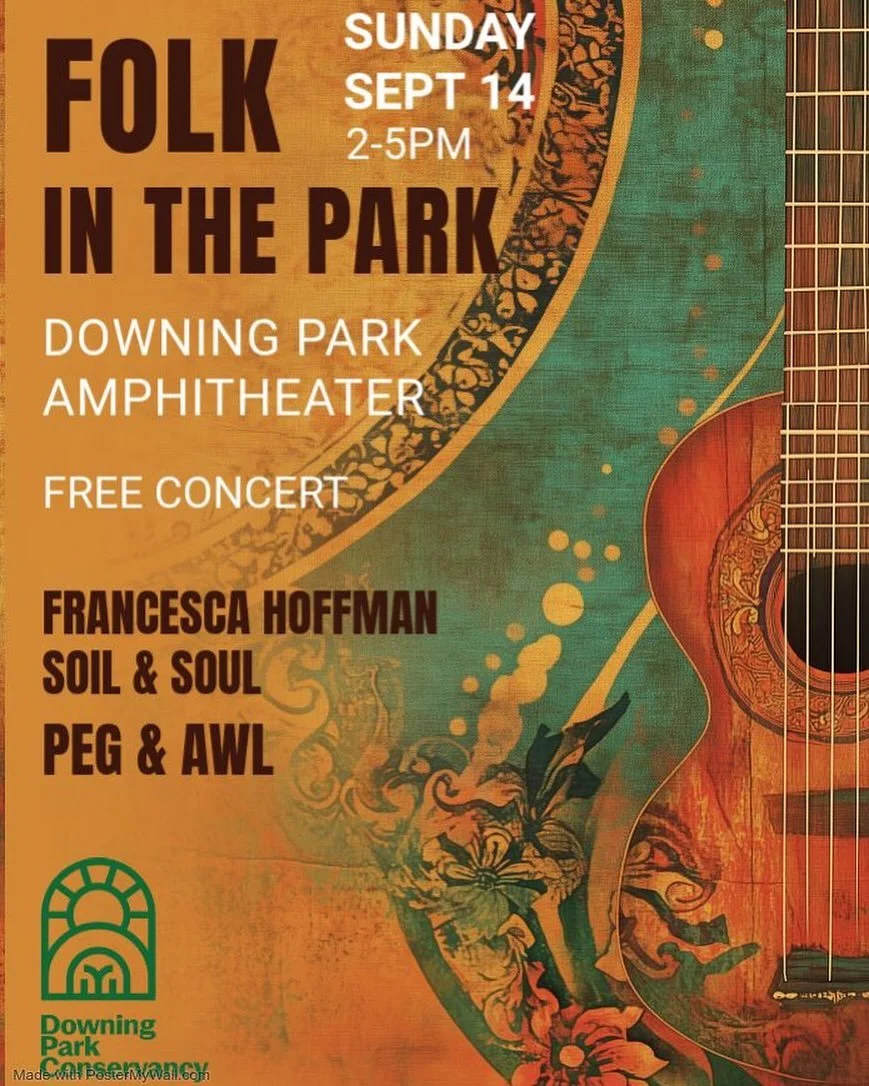 FREE CONCERT! Spend an afternoon with us in the park listening to @pegnawlmusic @francescahoffmanmusic and @soilandsoulband on September 14 at 2:00. All you need is a chair or a blanket to sit on ☀️ 🎶 #hudsonvalley #olmstedpark #hudsonvalleylife #ne