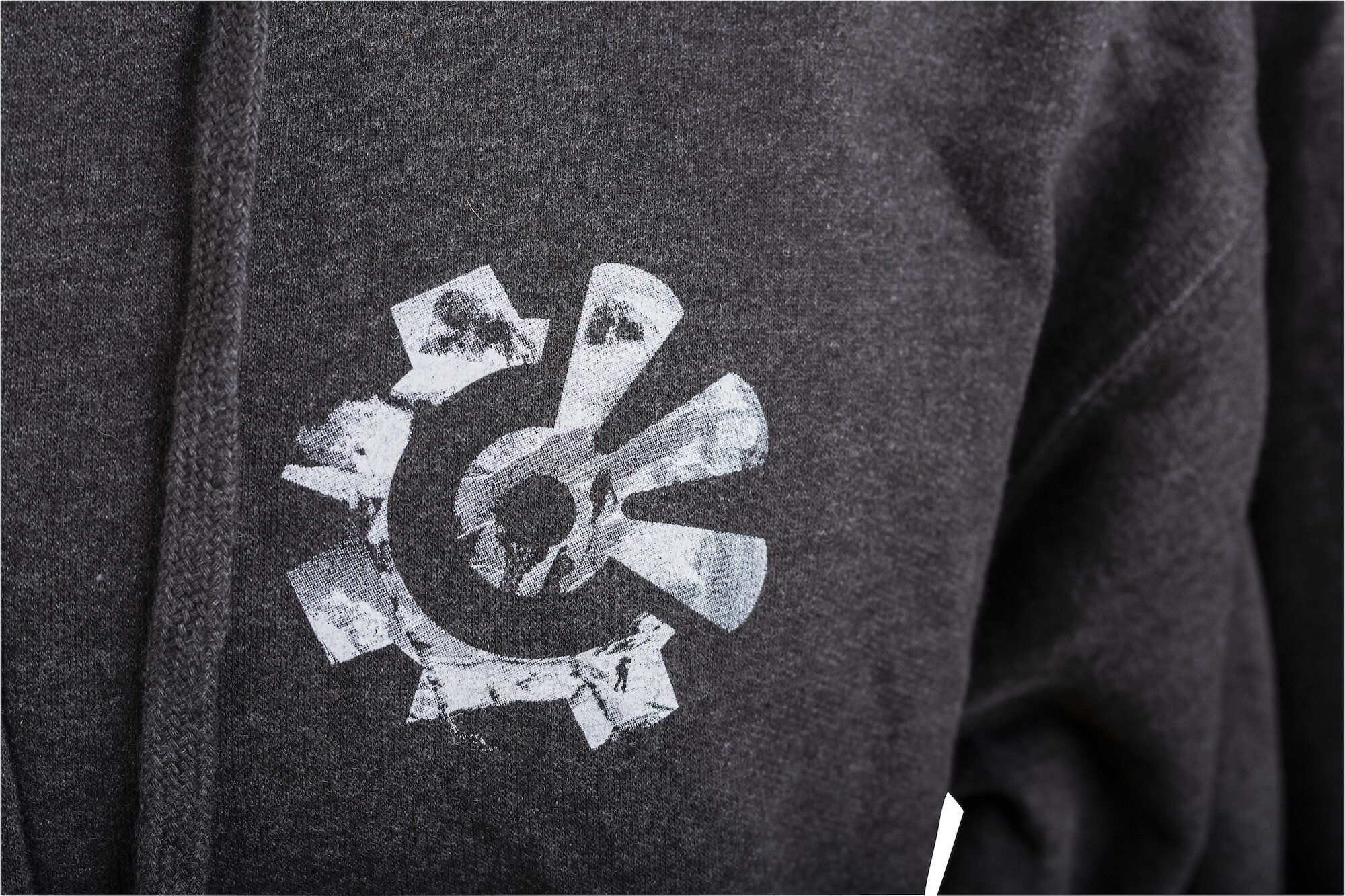 fisher creative black hoodie closeup