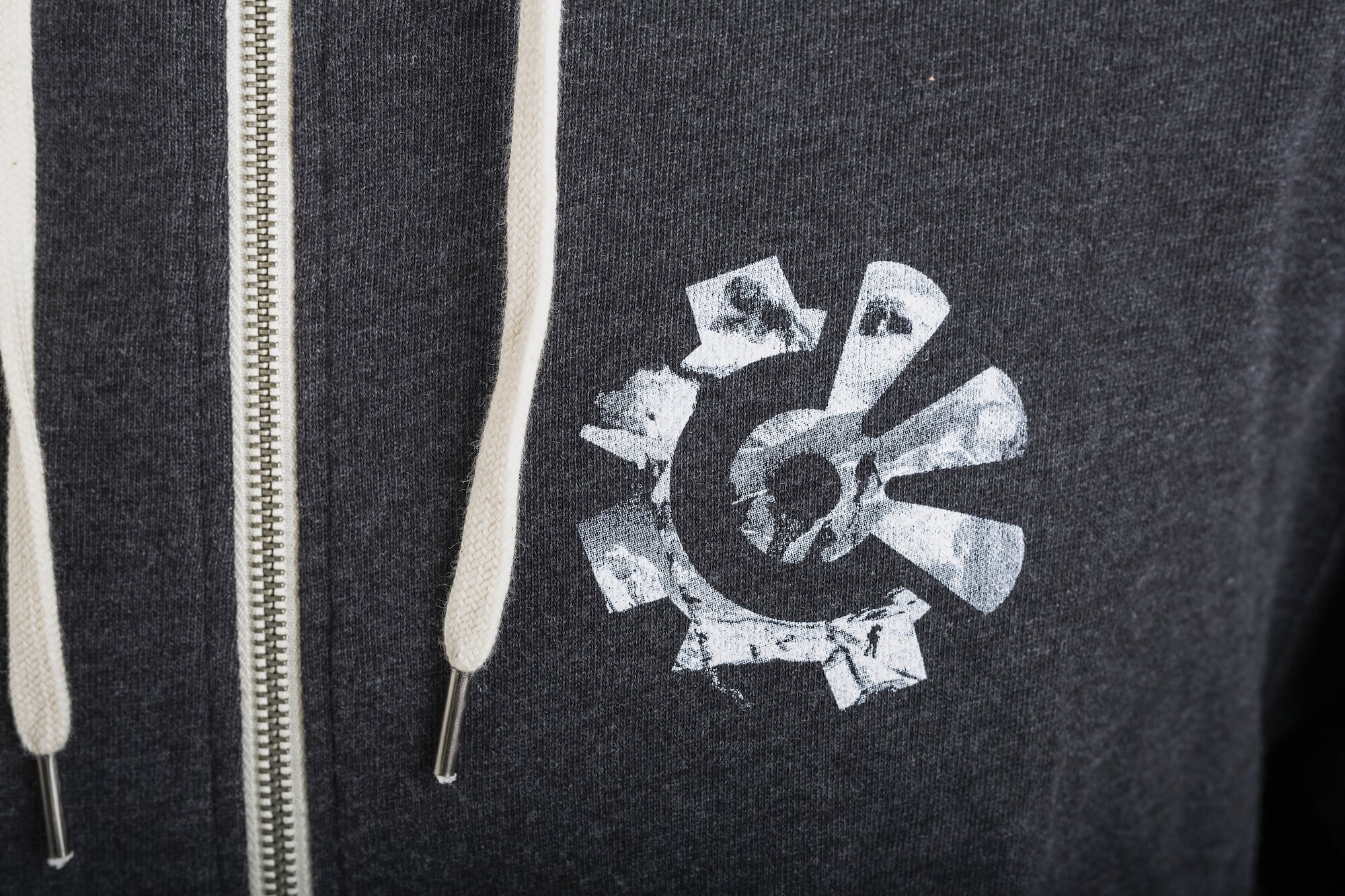 fisher creative gray hoodie closeup