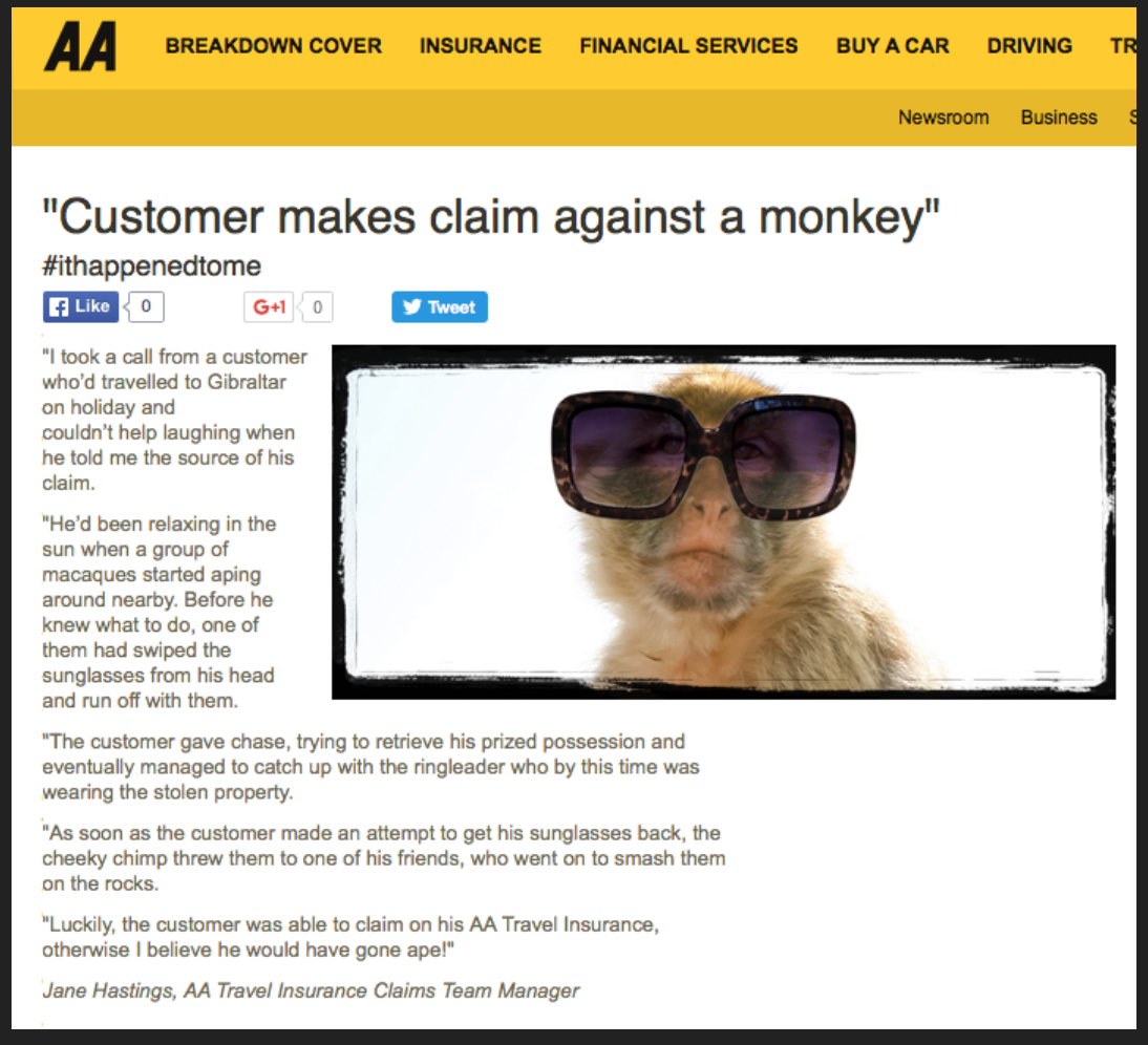 Monkey story – theAA.com