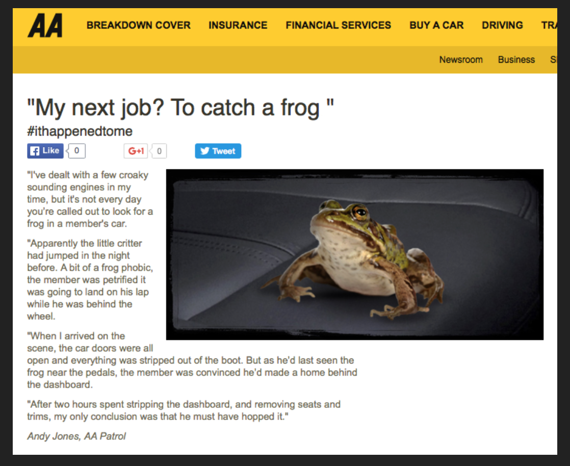 Frog story – theAA.com