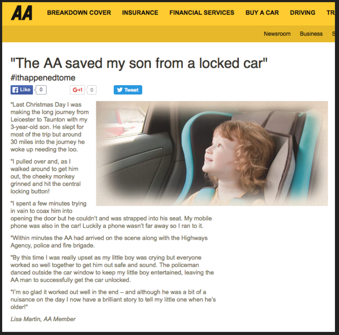 Locked car story – theAA.com