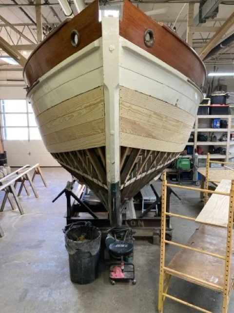 planked down to waterline