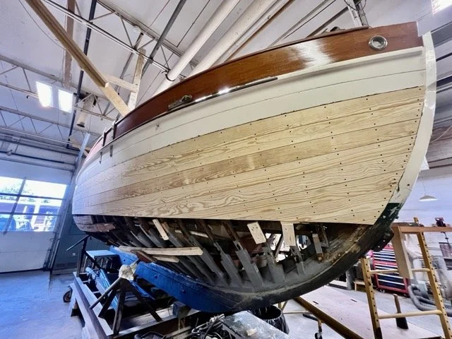 planked down to waterline