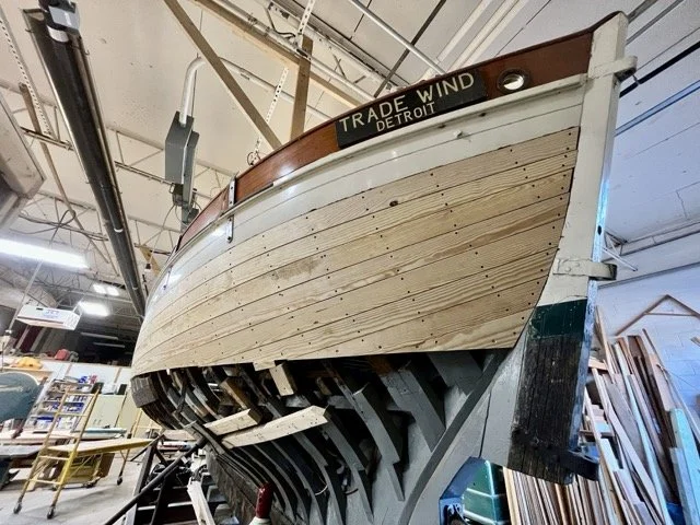 planked down to waterline