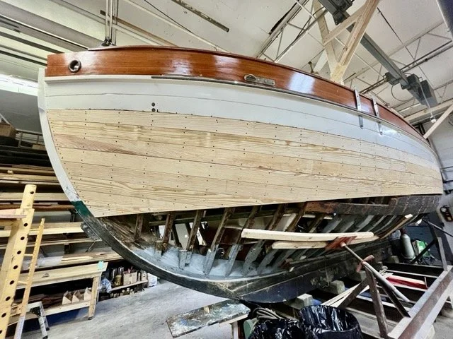 planked down to waterline