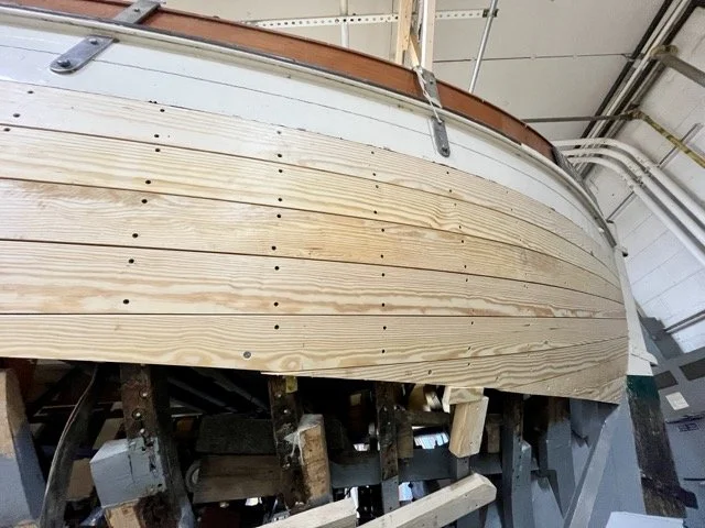 planked down to waterline