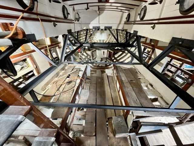 custom steel trusses to take the load when cut at waterline