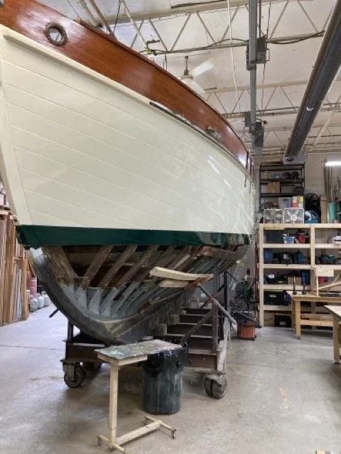 planked down to waterline