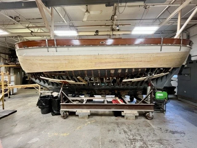 planked down to waterline