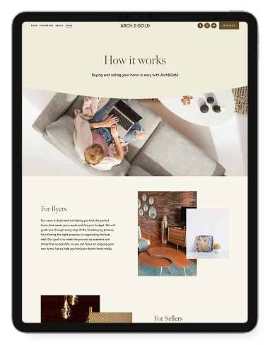 Squarespace real estate website template on tablet — strategic layout for realtors and agents