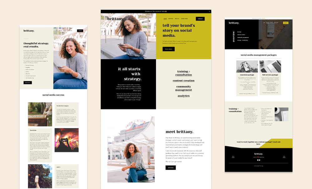 Trendy Squarespace Website for a Social Media Strategist — Applet Studio