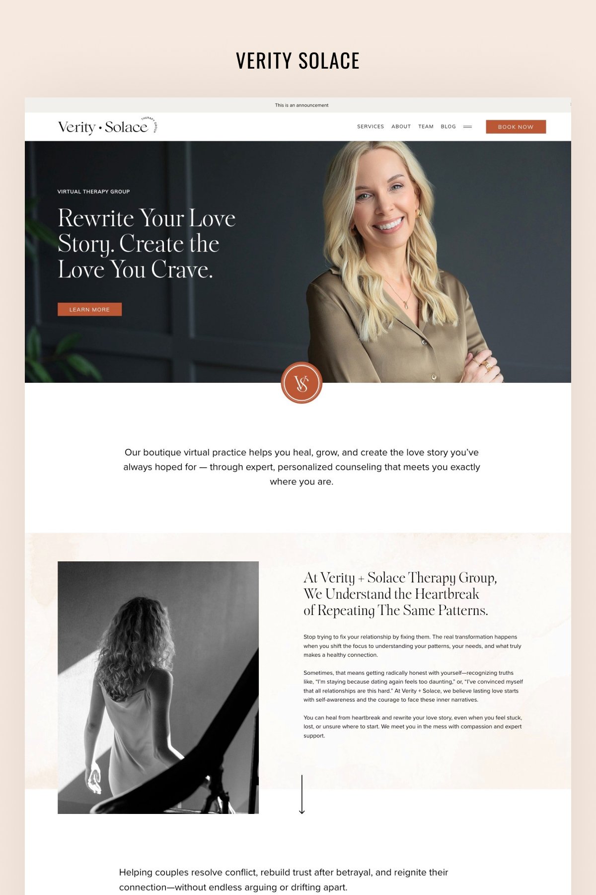 Classic and Tasteful Squarespace Website for a Relationship Therapy Group