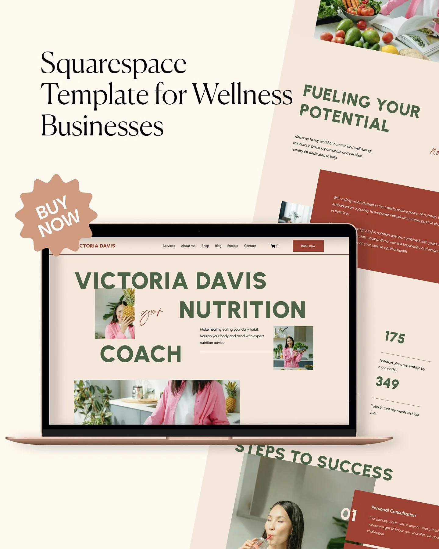 🍏 Meet Nourish &mdash; your new wellness website in a box.

If you&rsquo;re a nutritionist, coach, or therapist looking for a clean, modern, and client-focused online home, Nourish was made for you.

With earthy tones, vivid color accents, and strat