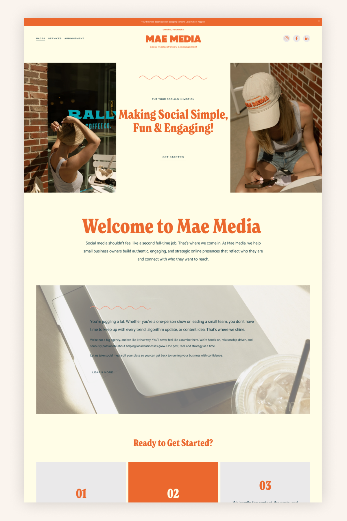 Optimistic Squarespace Website for a Social Media Manager