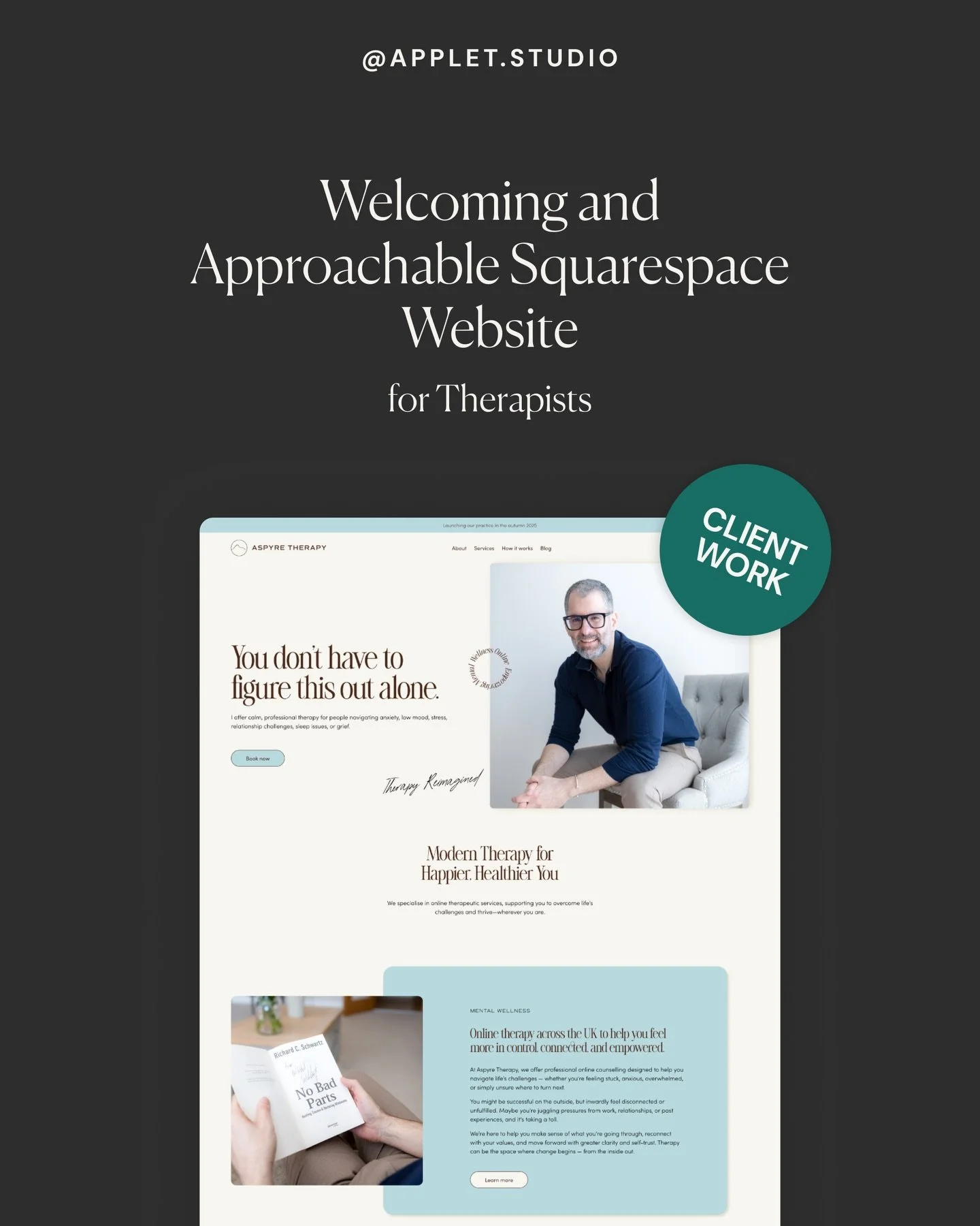 Welcoming. Calm. Intentional.

Meet the new online home of Aspyre Therapy &amp; Aspyre Hypnotherapy &ndash; a safe, soothing, and modern space designed to put clients at ease 💙

Swipe to see how we blended clean design, soft color palettes, and thou