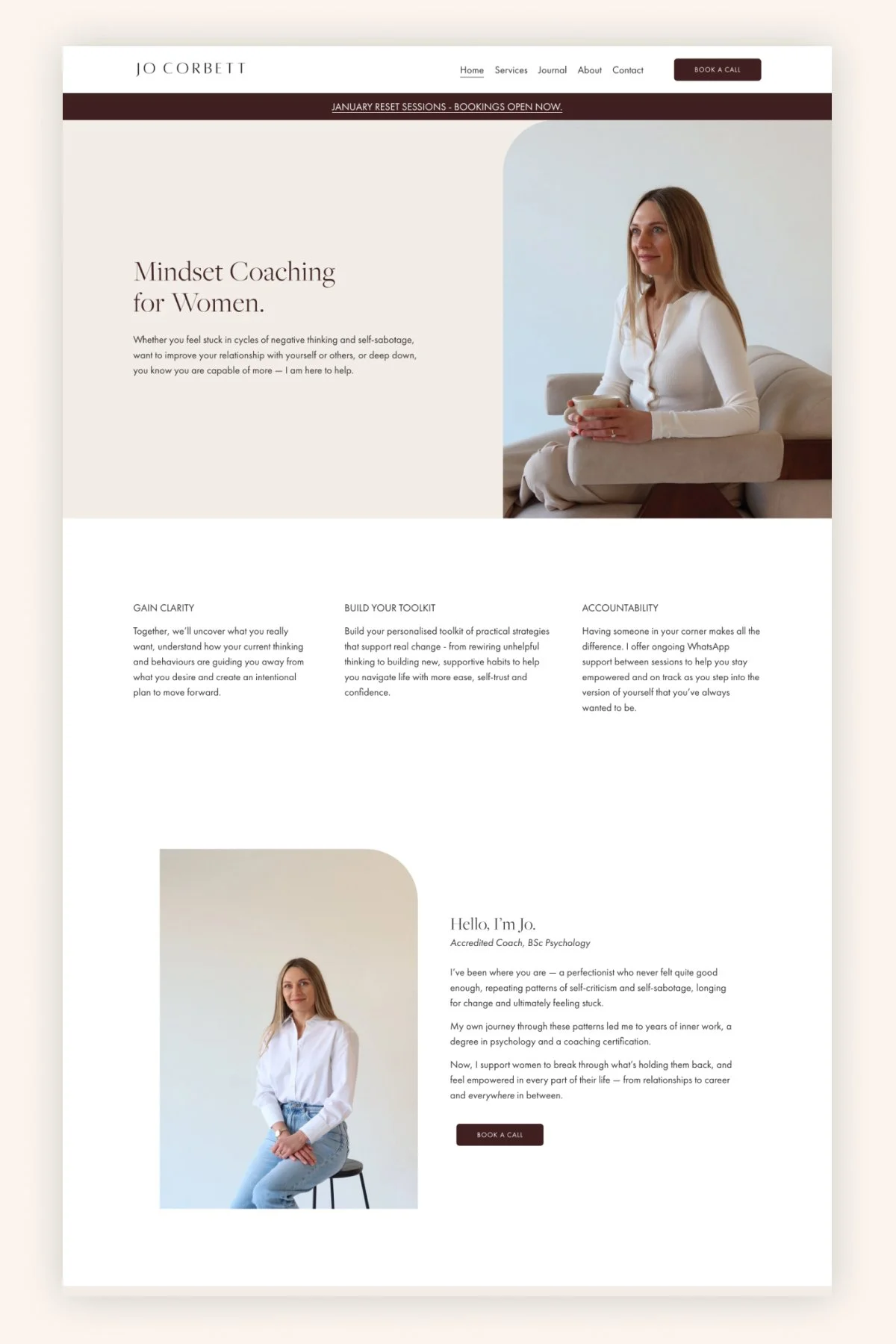 Minimalistic Squarespace Website for a Mindset Coach