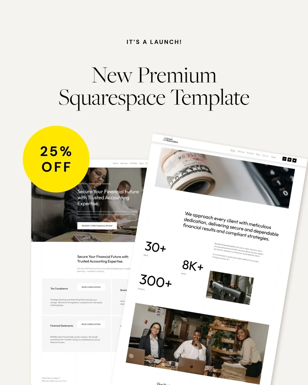 Happy holidays from Applet Studio ✨

We just launched a brand-new Squarespace template &mdash; meet Grant.

Serious. Minimal. Polished.

Designed for financial firms, lawyers, non-profits, startups, and brands that need a more refined, no-fluff look.