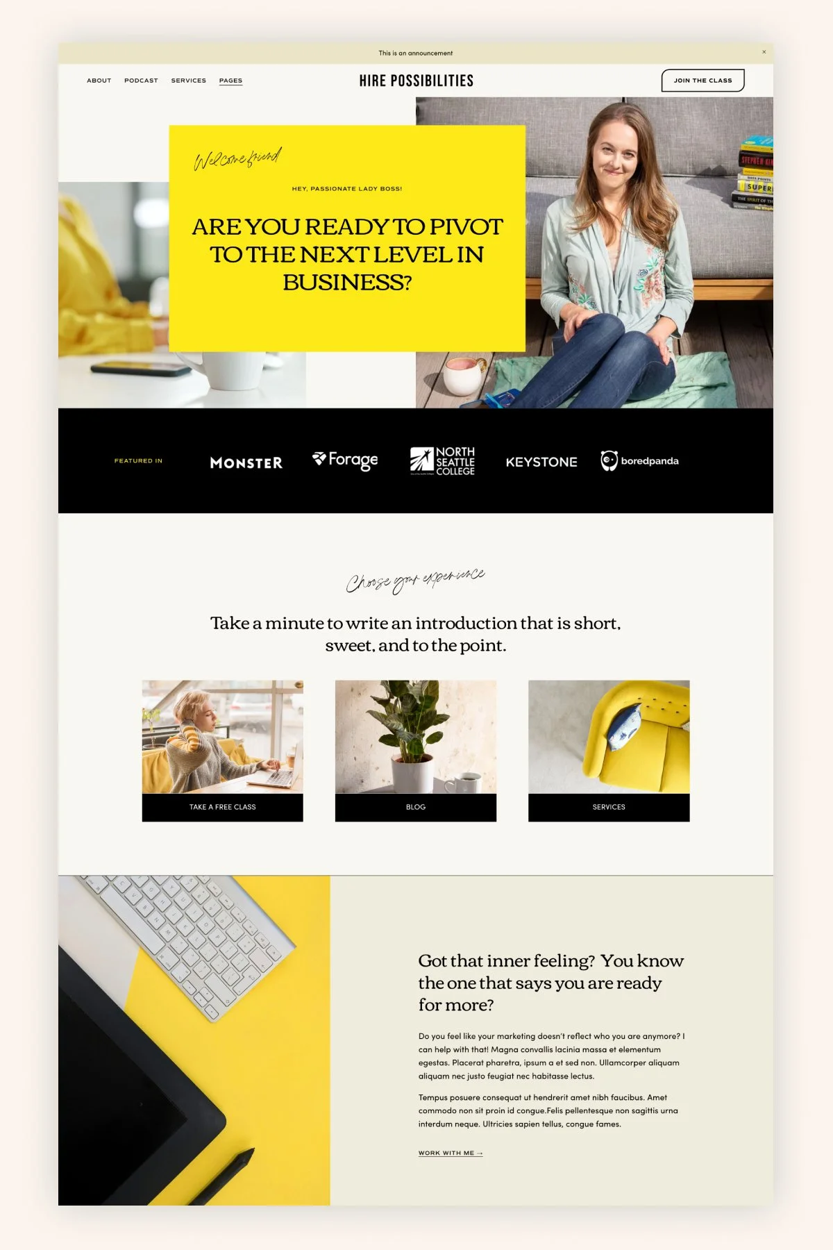 Optimistic Squarespace Website for a Hiring Coach