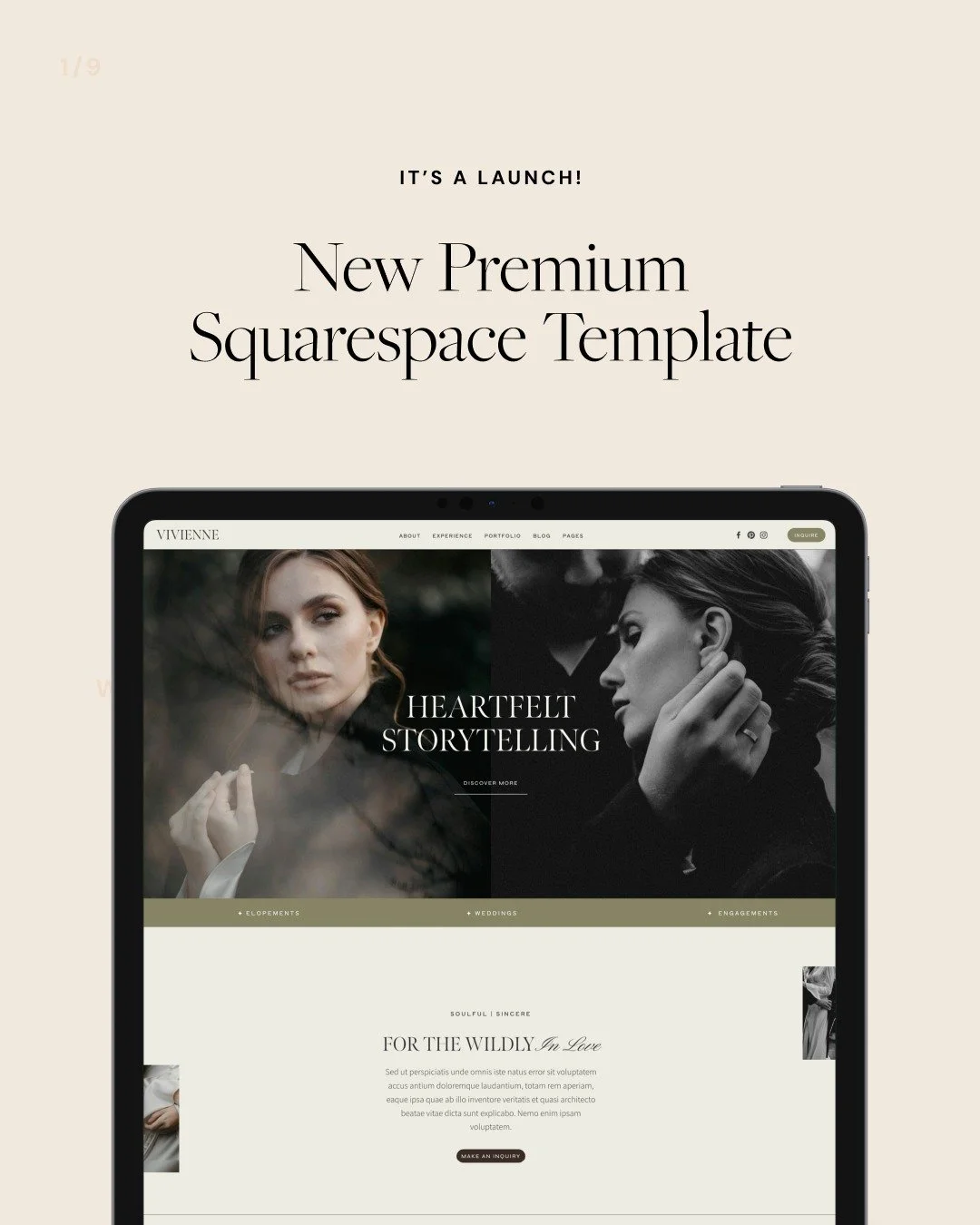 New template drop! Meet Vivienne &mdash; a premium Squarespace template for photographers, created in collaboration with the wonderful Squarespace designer @clarebutlerco Vivienne is elegant, soft, and timeless &mdash; designed to showcase your portf
