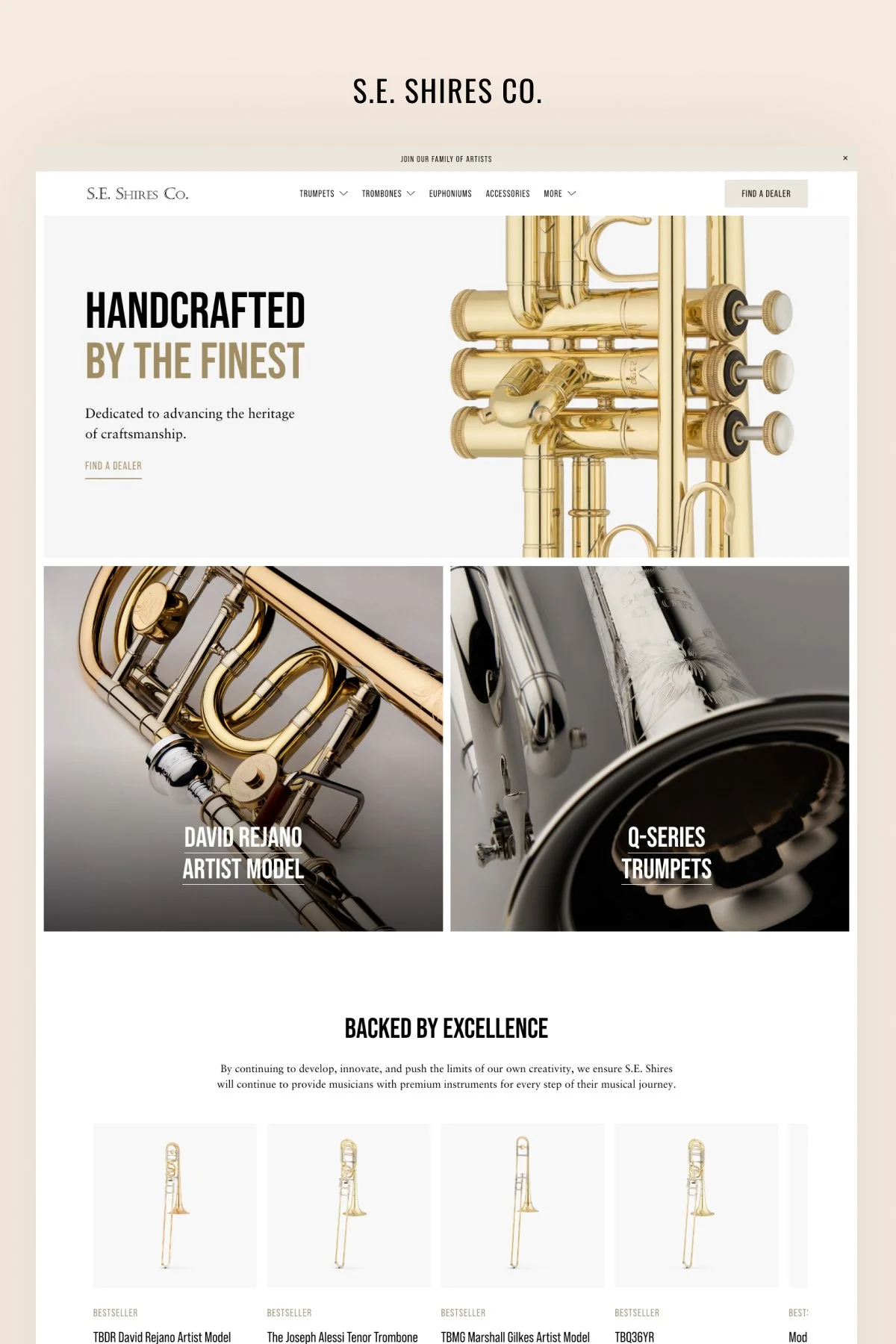 Refined and Editorial Squarespace Website for a Brass Instrument Maker