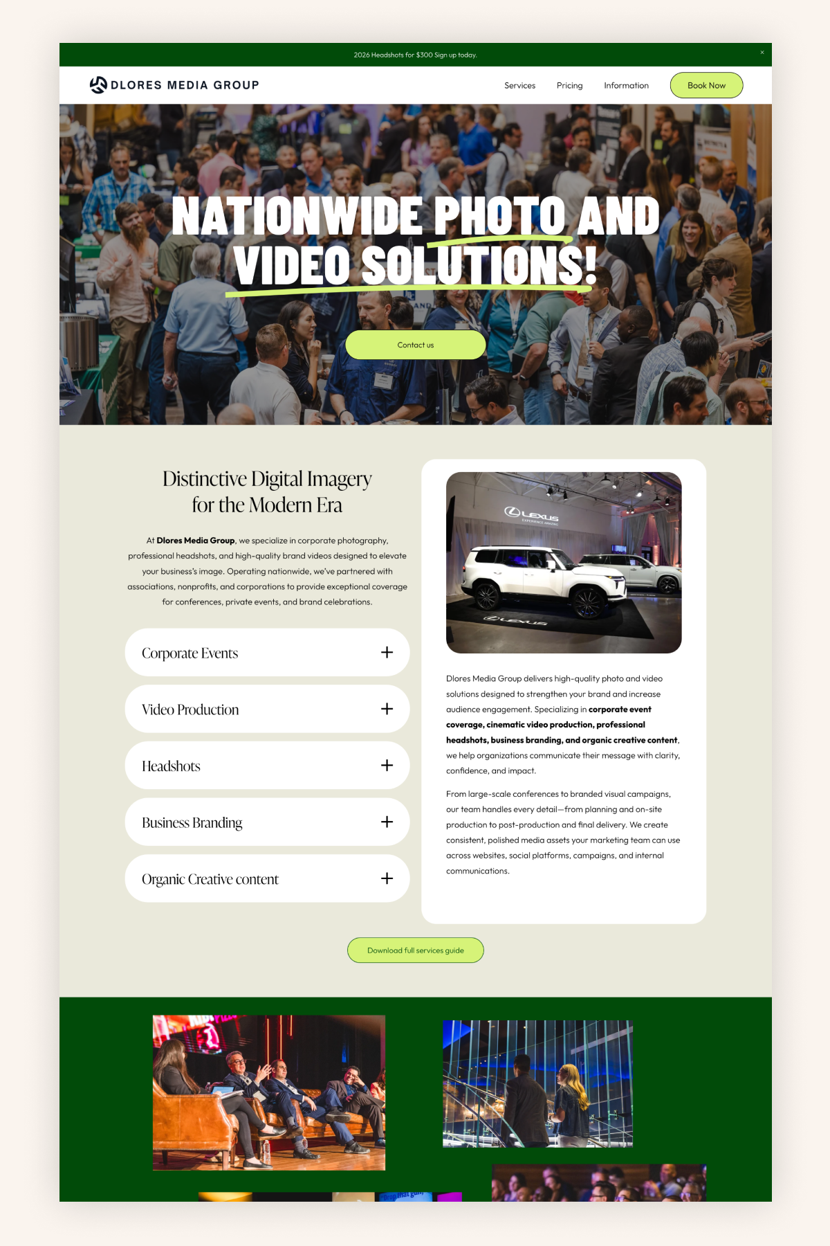 Bold Squarespace Website for a Photography and Videography Company