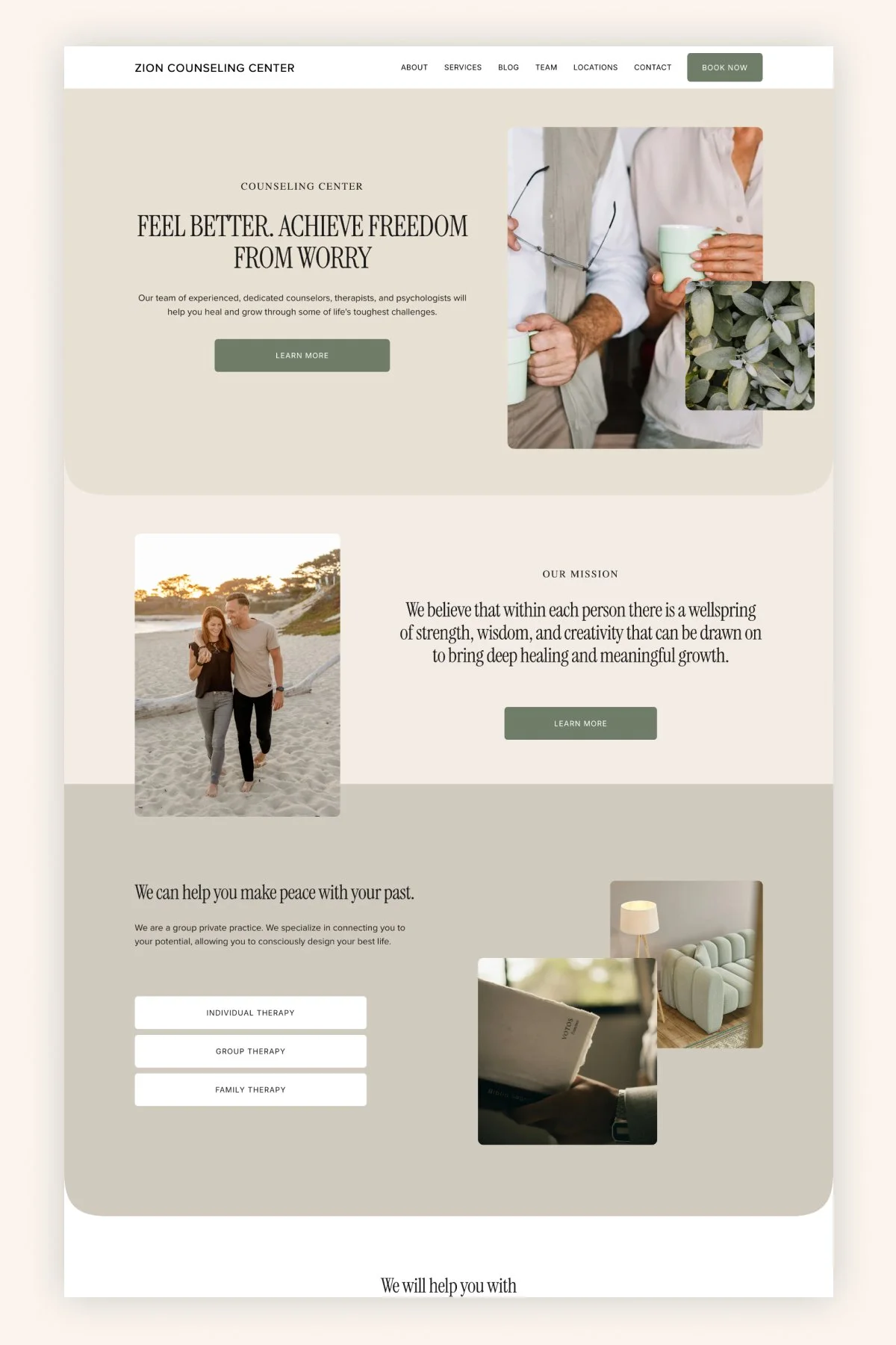 Calm Squarespace Website for a Multi-Therapist Counseling Center