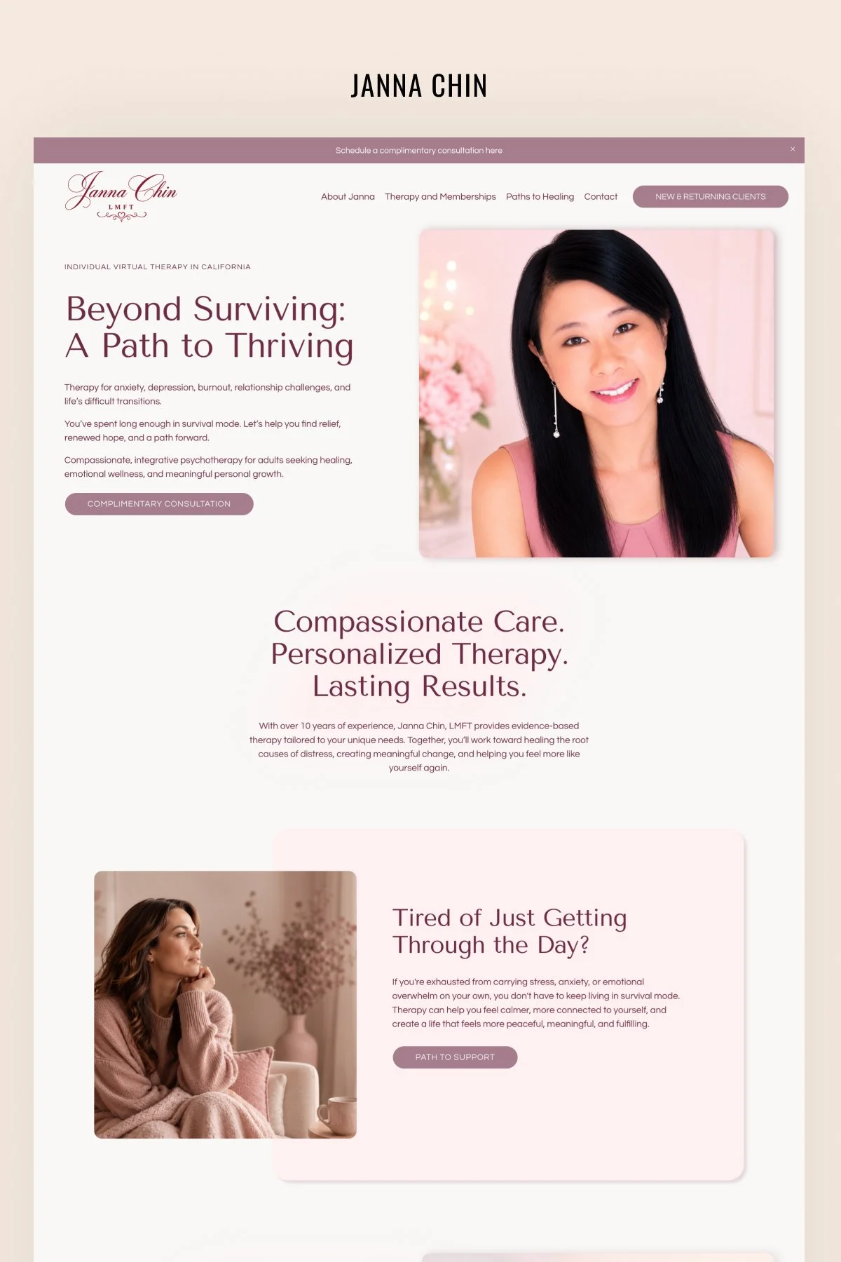 Elegant Squarespace Website for an Integrative Therapist