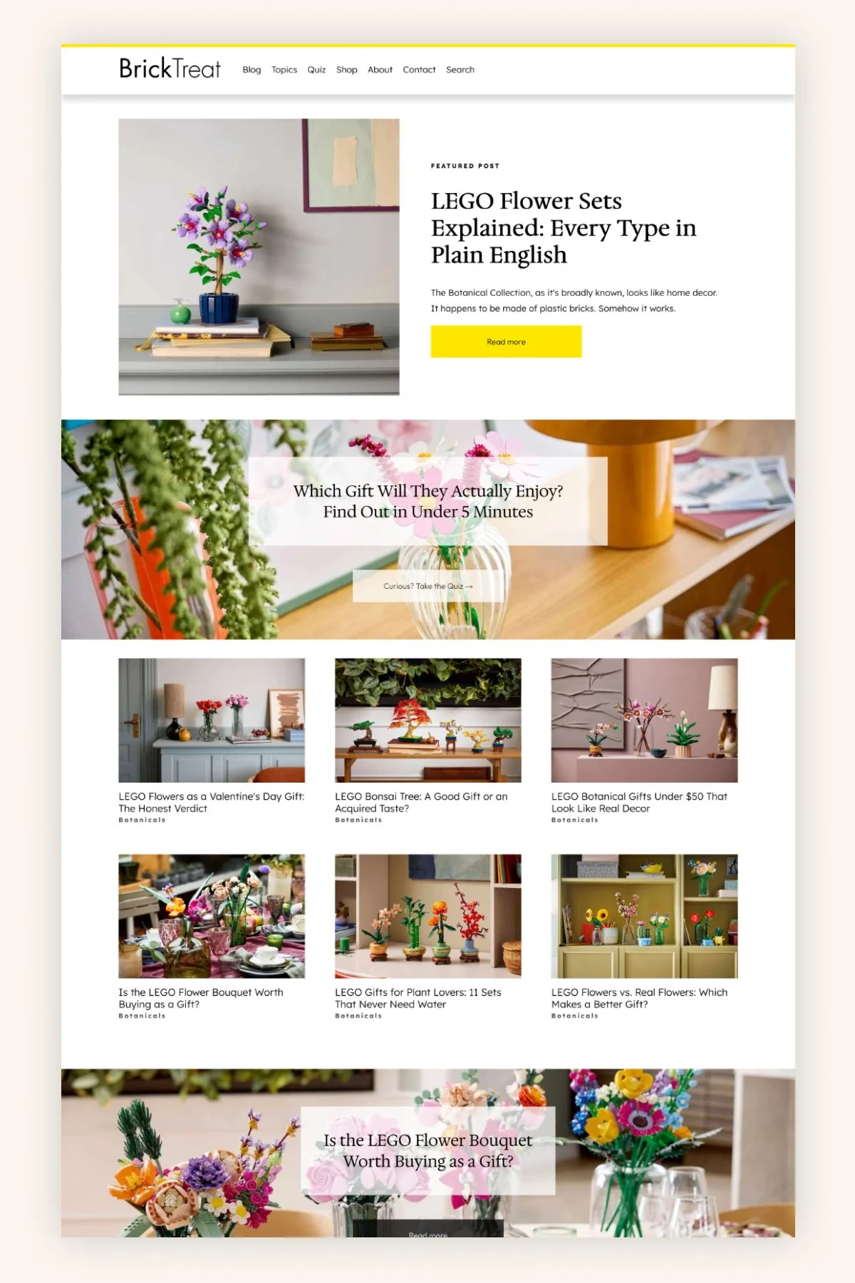 Sharp Squarespace Website for a LEGO Gift Guide