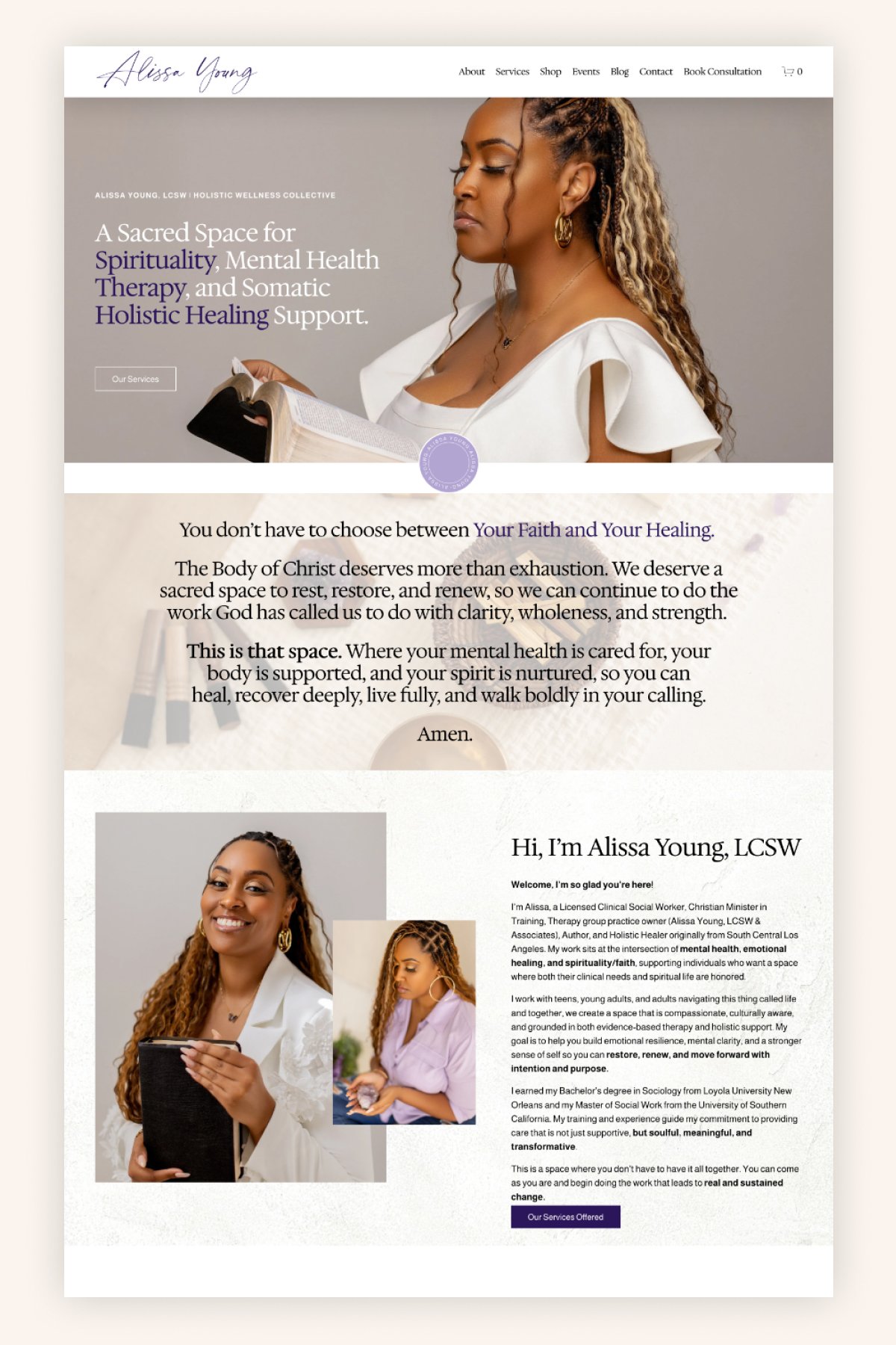 Soulful Squarespace Website for a Faith-Based Holistic Wellness Therapist