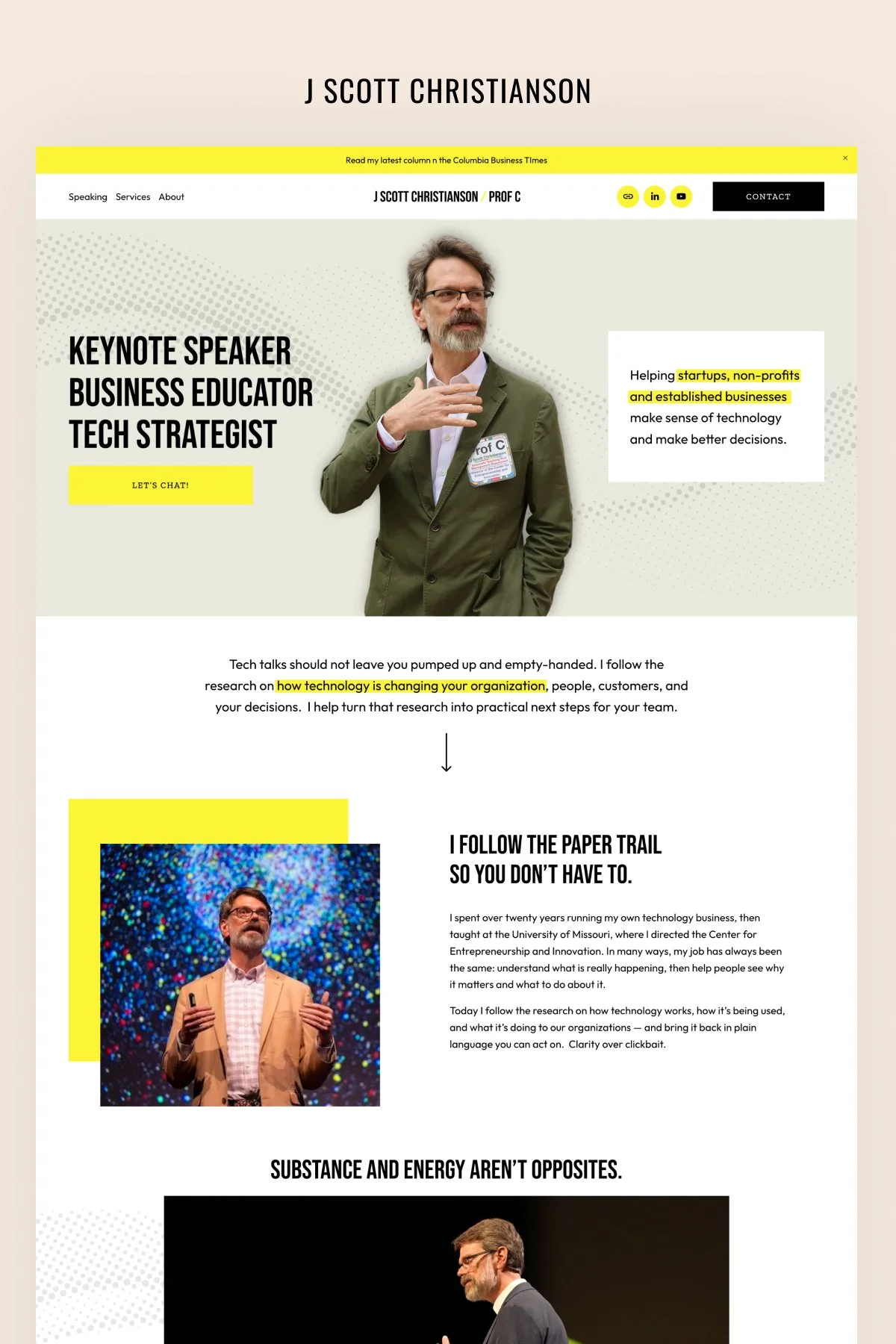 Confident Squarespace Website for a Keynote Speaker and Tech Strategist