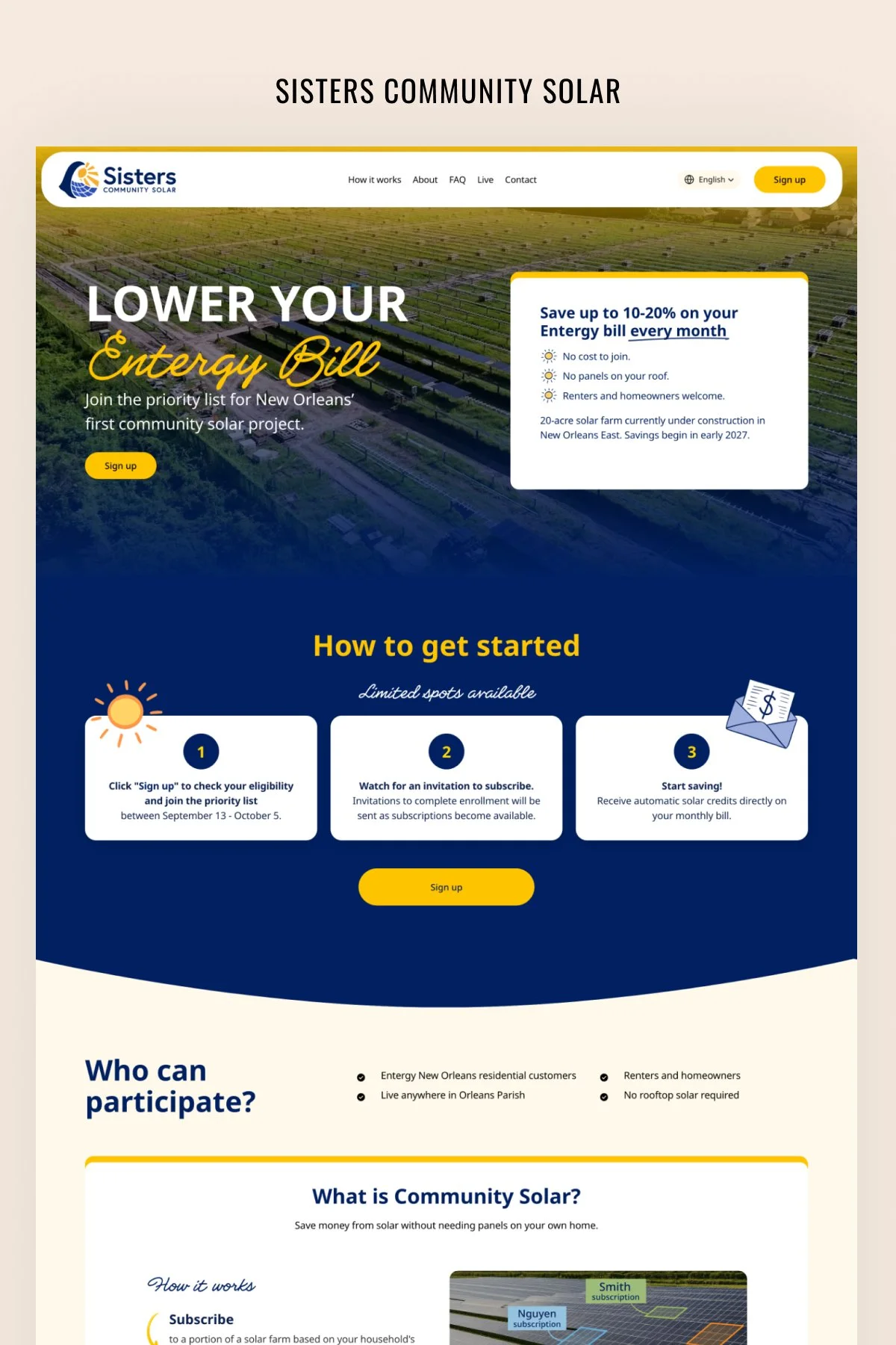 Credible Squarespace Website for Community Solar Project