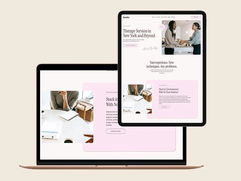 Bento squarespace template for therapists