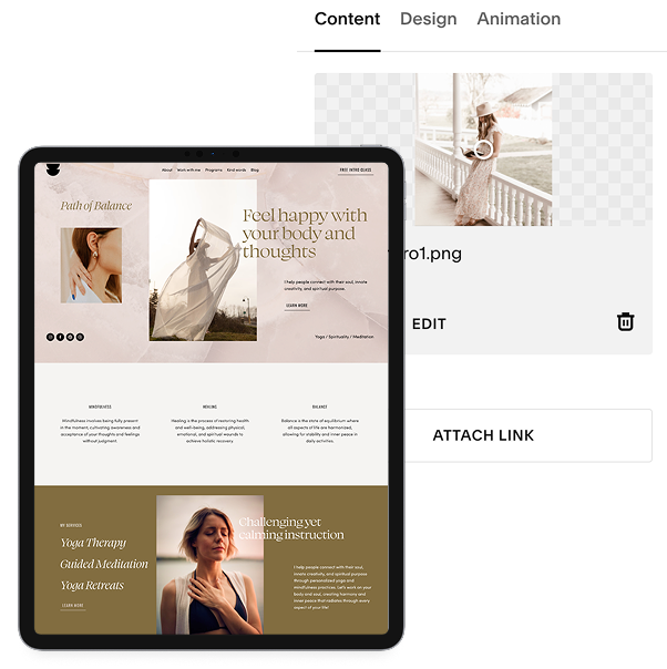 Premium Squarespace wellness website template with calm editorial design