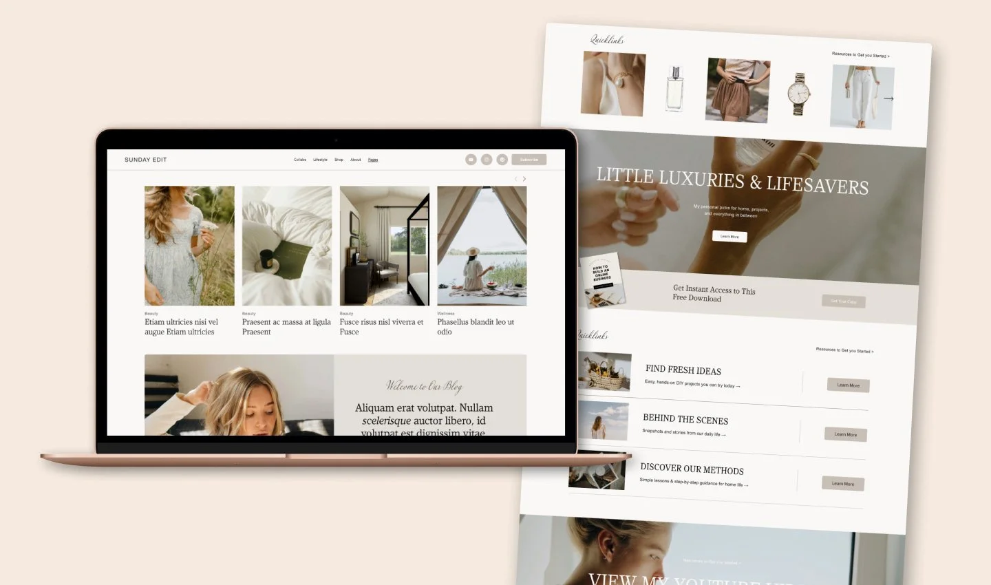 squarespace template for bloggers Sunday Edit