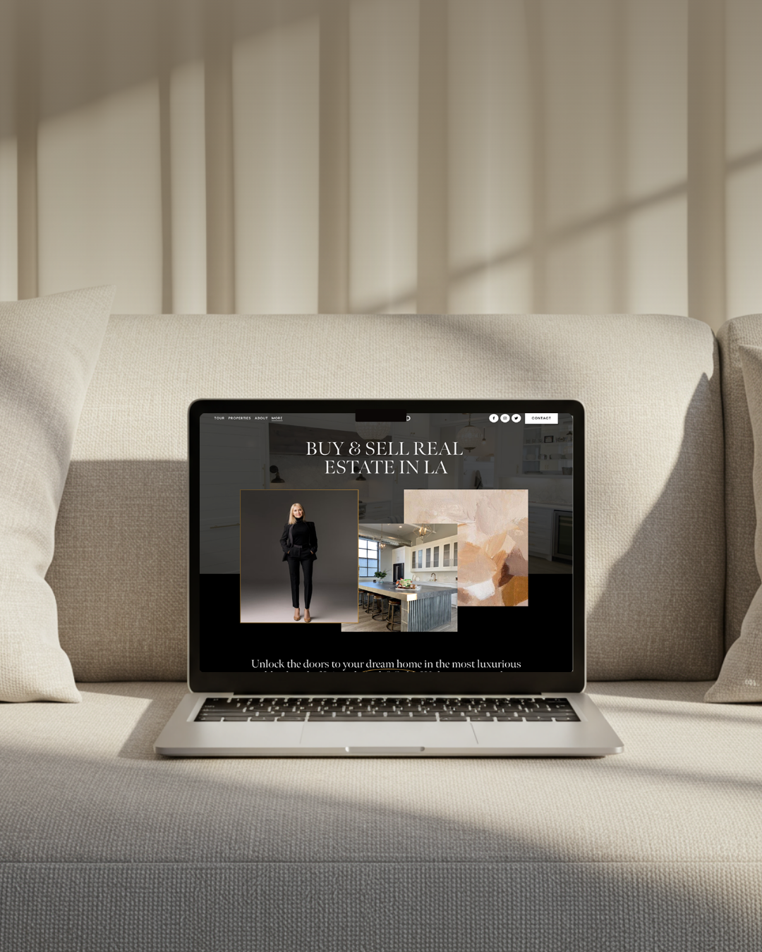 Squarespace real estate website shown on laptop — template for realtors and agents