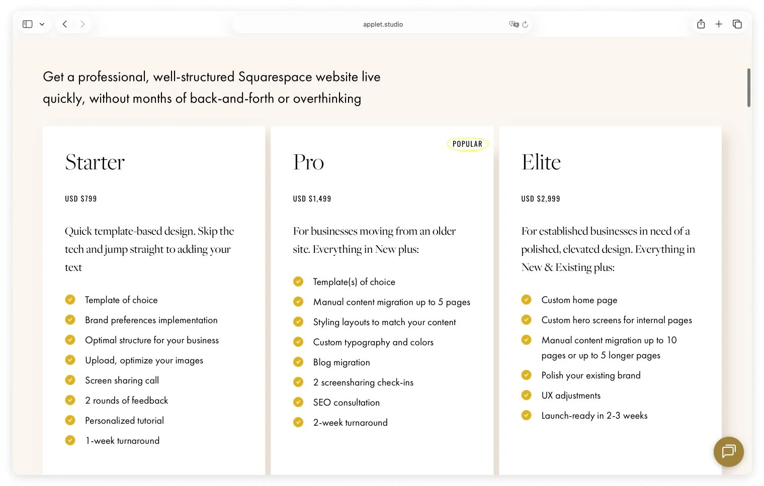 Squarespace website designer