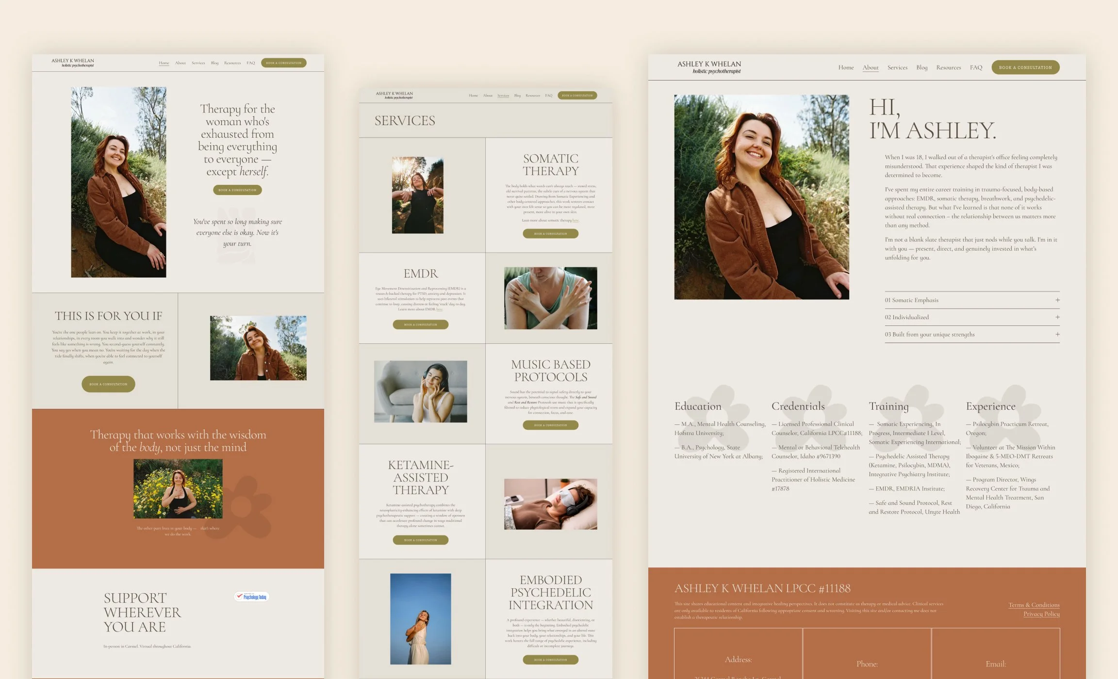 squarespace website for a holistic psychotherapist