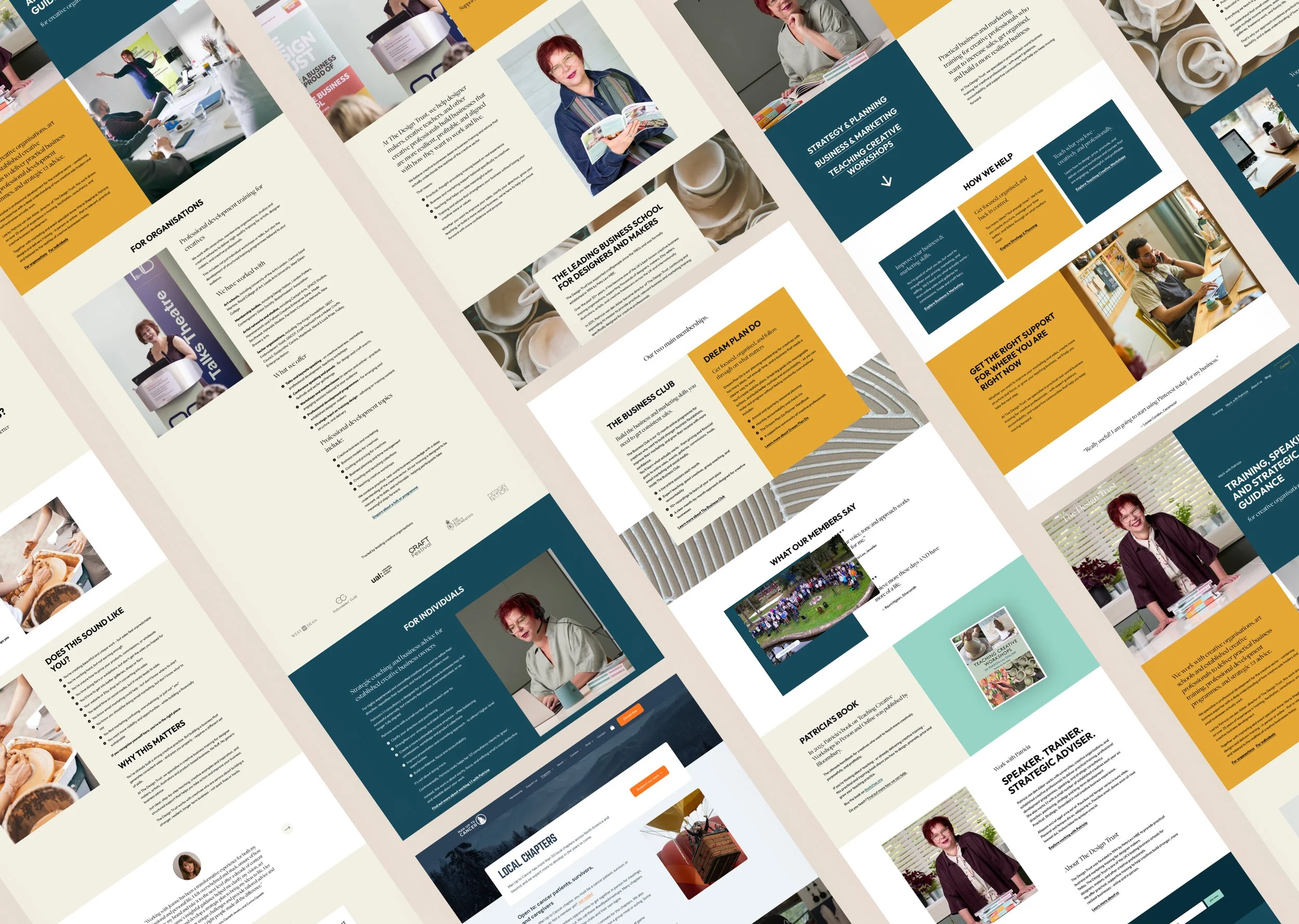 Squarespace website for business school Design Trust screenshot grid